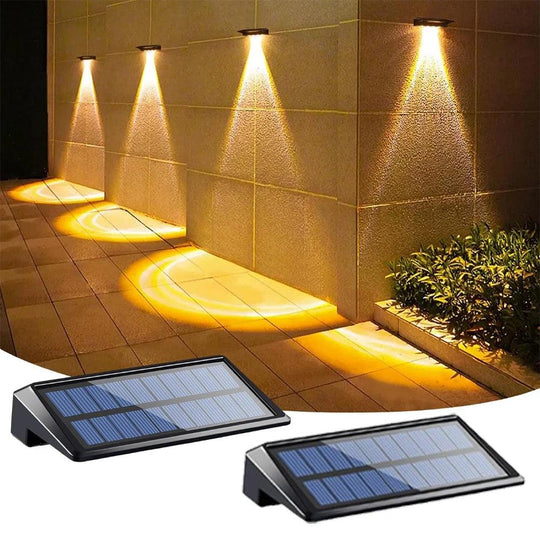 2 Pack Solar Deck Lights - Outdoor Waterproof LED Fence Post Lights, 4 LEDs, IP65 Solar-Powered Wall Lights for Decking, Stairs, and Yard