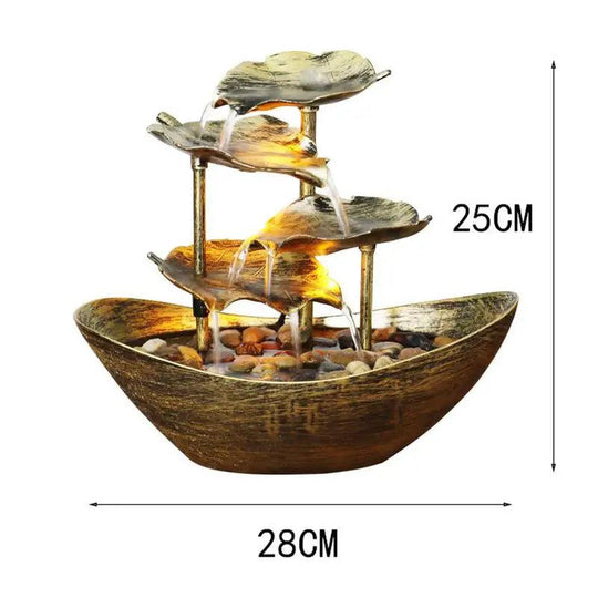 Small Tabletop Fountain | Soothing Indoor Waterfall with Lotus Leaf Design | Electric Pump & LED Lights | Ideal for Home, Office, Living Room Decor