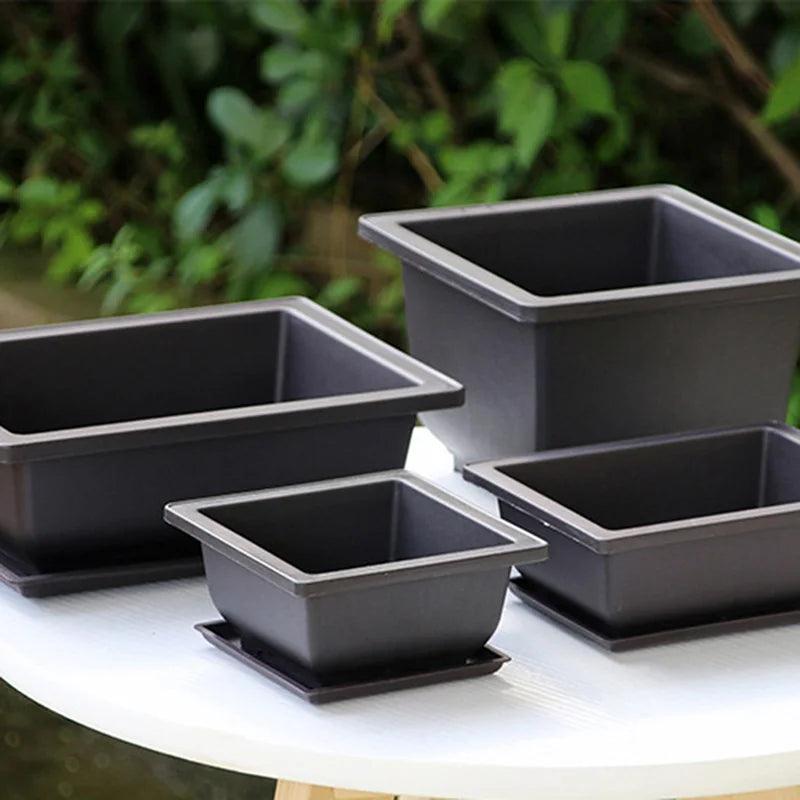 Plastic Flower Pot - Square and Rectangle Planters for Balcony and Nursery