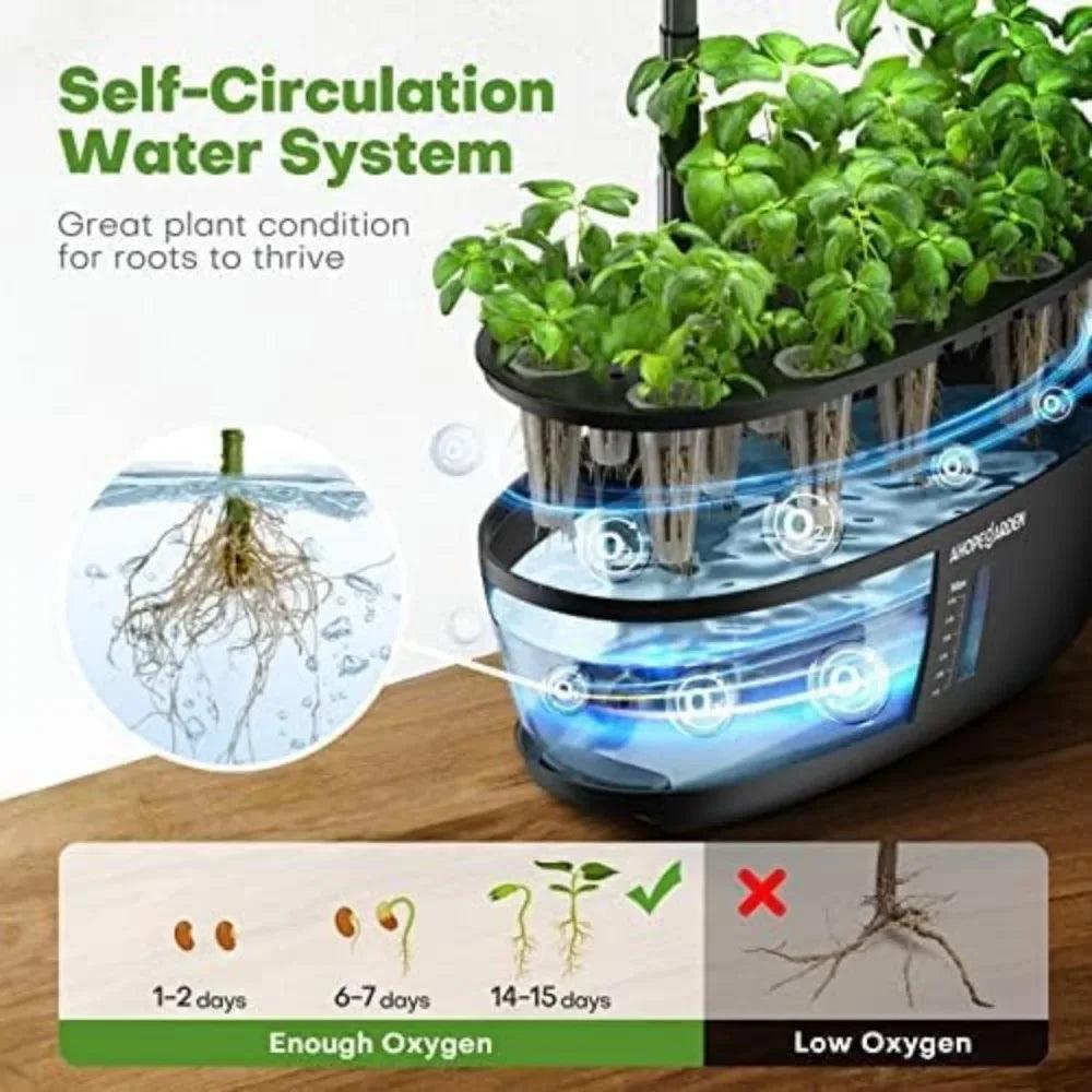 Indoor Garden Hydroponics Growing System – 12 Pods Plant Germination Kit with LED Grow Light, Countertop Garden Kit