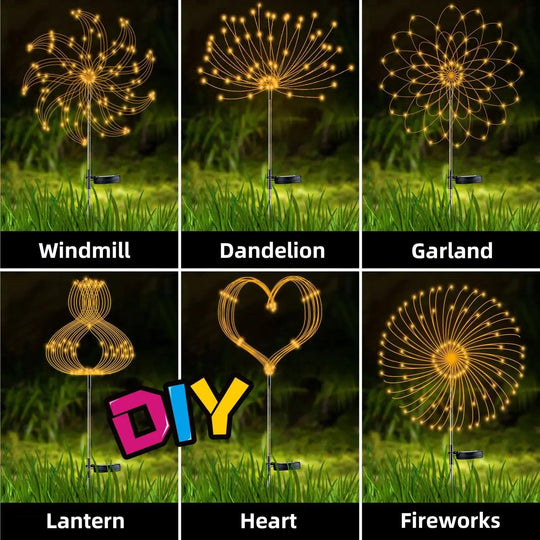 Solar Fireworks Lights Outdoor Garden Decoration - Waterproof Swaying Solar Firefly Lamp