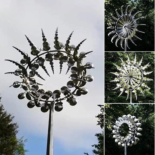 Unique Stainless Steel Wind Sculptures & Kinetic Art Wind Spinners | 3D Metal Wind-Powered Lawn Decor