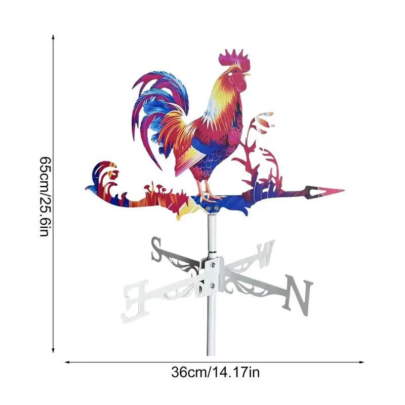 Rooster Weather Vane - Retro Metal Wind Direction Indicator for Roof & Garden Decor | Weathervanes & Yard Wind Spinners