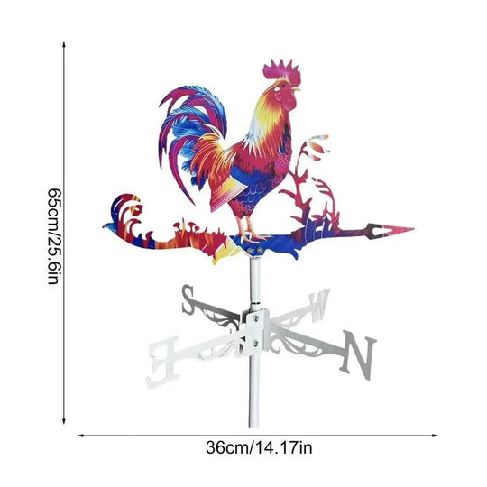 Rooster Weather Vane - Retro Metal Wind Direction Indicator for Roof & Garden Decor | Weathervanes & Yard Wind Spinners