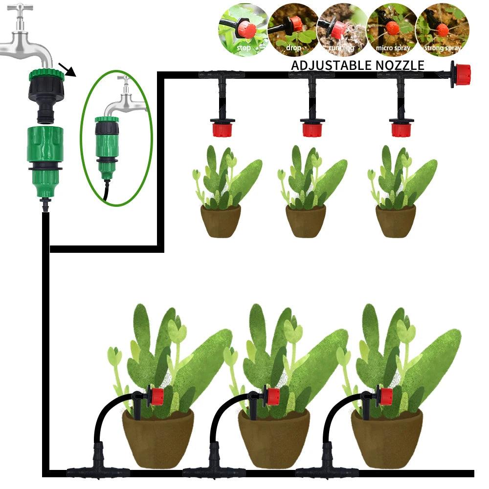 Micro Drip Irrigation System Portable upto 20M Automatic Watering kit with Adjustable Drippers