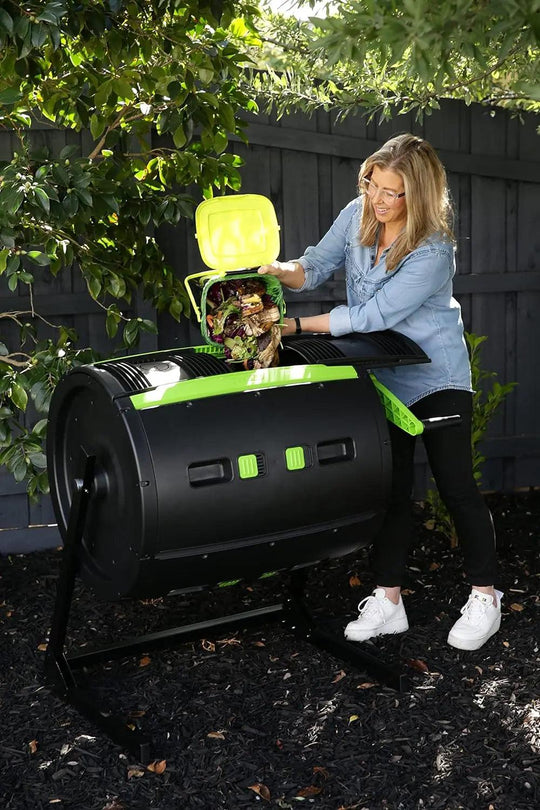 65 Gallon Two-Stage Compost Tumbler with Large Double Doors – Efficient Rotating Compost Bin for Quick Decomposition