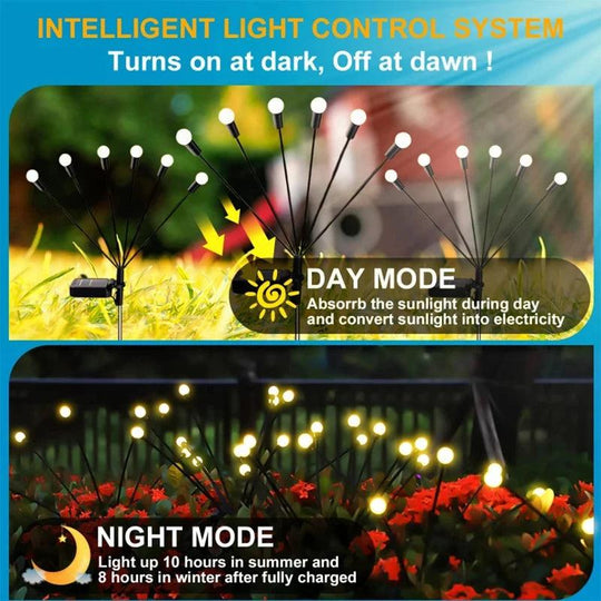 Solar Powered Firefly Lights - 6/8/10 LED Outdoor Swaying Garden Decoration Lights