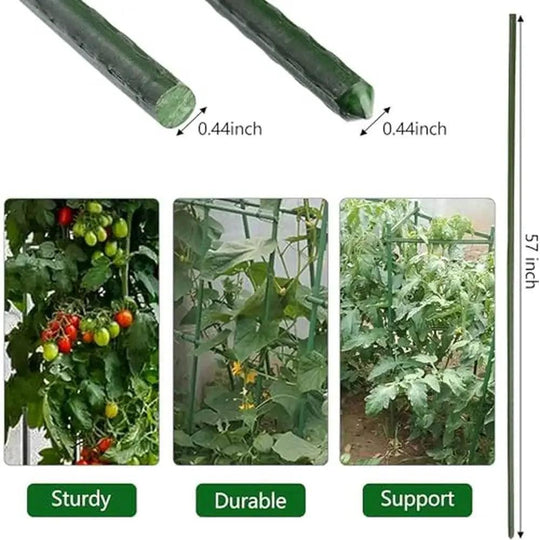 57-Inch Plant Stakes and Supports, 25-Pack Steel Garden Stakes for Plants, Tomato Stakes, Decorative Garden Stakes, Indoor & Outdoor Plant Support