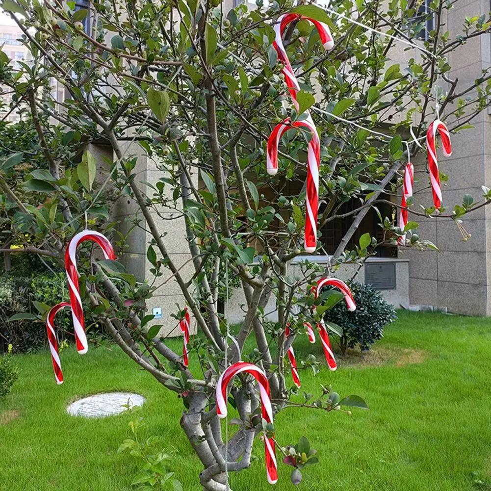 Solar Candy Cane Pathway Outdoor Lights for Christmas Party Decorations with 10 Lights 8 ,odes