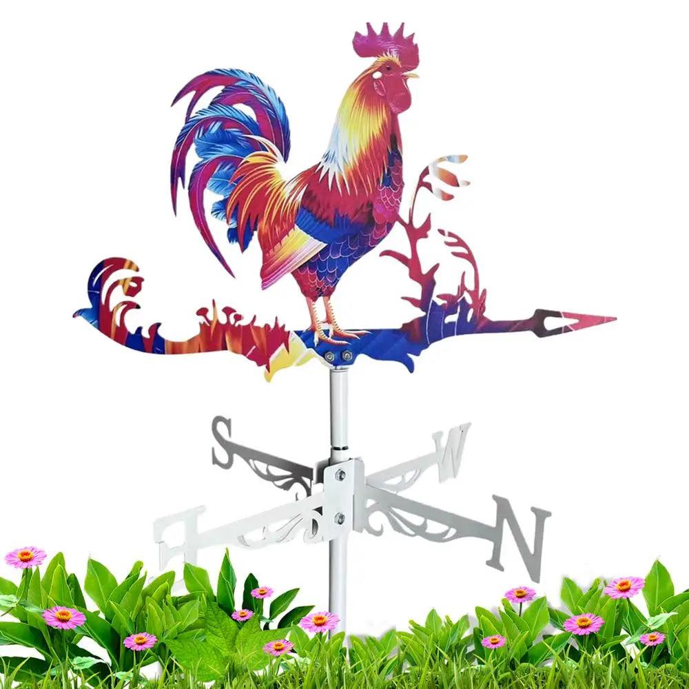 Rooster Weather Vane - Retro Metal Wind Direction Indicator for Roof & Garden Decor | Weathervanes & Yard Wind Spinners