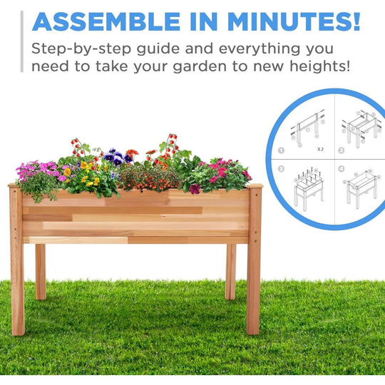 Canadian Cedar Raised Garden Bed - Elevated Wood Planter for Fresh Herbs and Vegetables