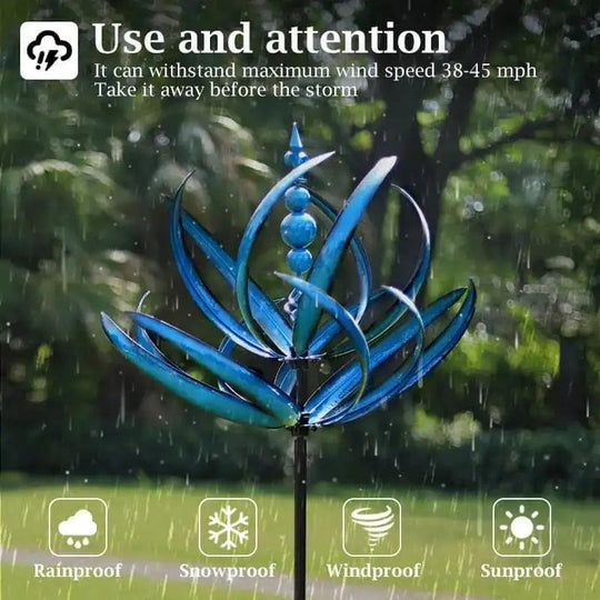 Harlow Kinetic Wind Sculpture 3D Windmill | Metal Wind Spinner Yard Art | Wind Powered Garden Decor