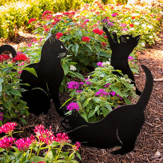 Metal Decorative Garden Stakes - Black Cat Yard Decor for Cat Lovers | 11 to 14-Inch Metal Garden Stakes, Decorative Yard Stakes