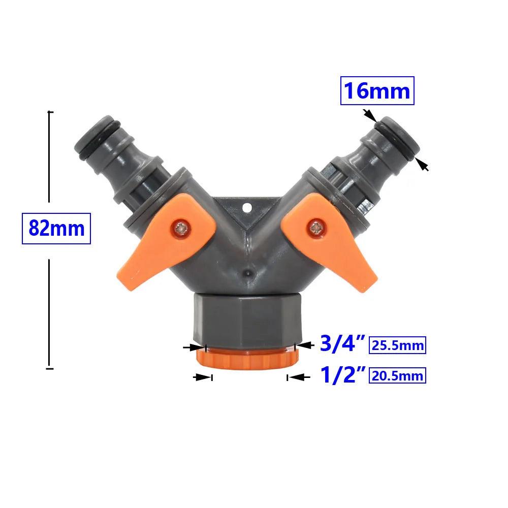 1/2 3/4 Thread 2-Way Garden Hose Splitter | Adjustable Y Splitter for Watering Fittings & Fauc