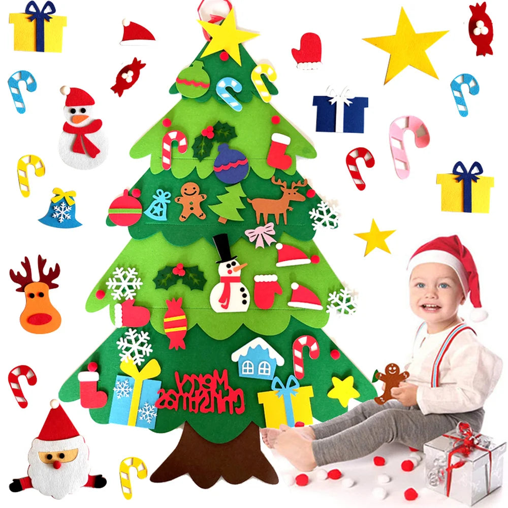 2D and 3D DIY Felt Christmas Tree for Christmas Decoration & Kids Gifts