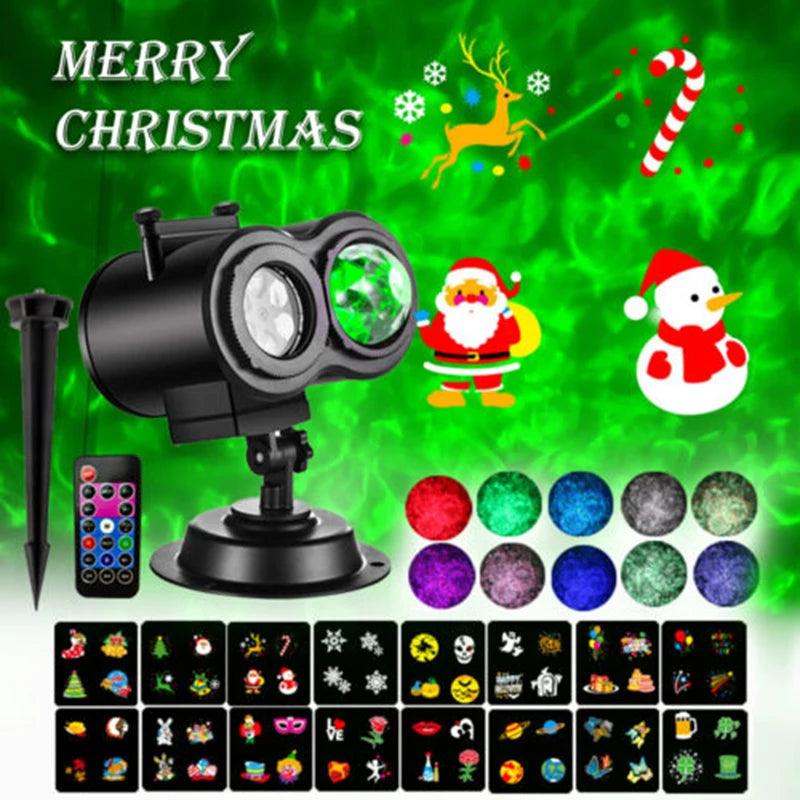 Outdoor Christmas & Halloween Projector Lights | LED Light Show with 16 Patterns | Remote Control & Timer | Yard, Garden, House Decorations