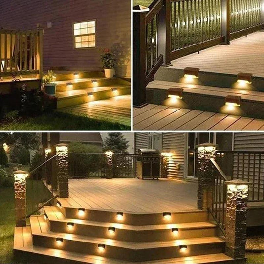 12/8/4-Pack Solar Step Lights Outdoor Waterproof LED Deck and Stair Lighting for Pathway, Garden, and Patio