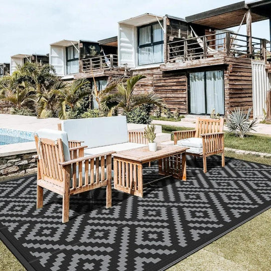 9x12 Outdoor Rug for Patio | Waterproof Large Mat | Available in 9x18, 10x14, 6x9, 8x10 | Reversible Plastic Camping Rugs for RV, Porch, Deck, Balcony