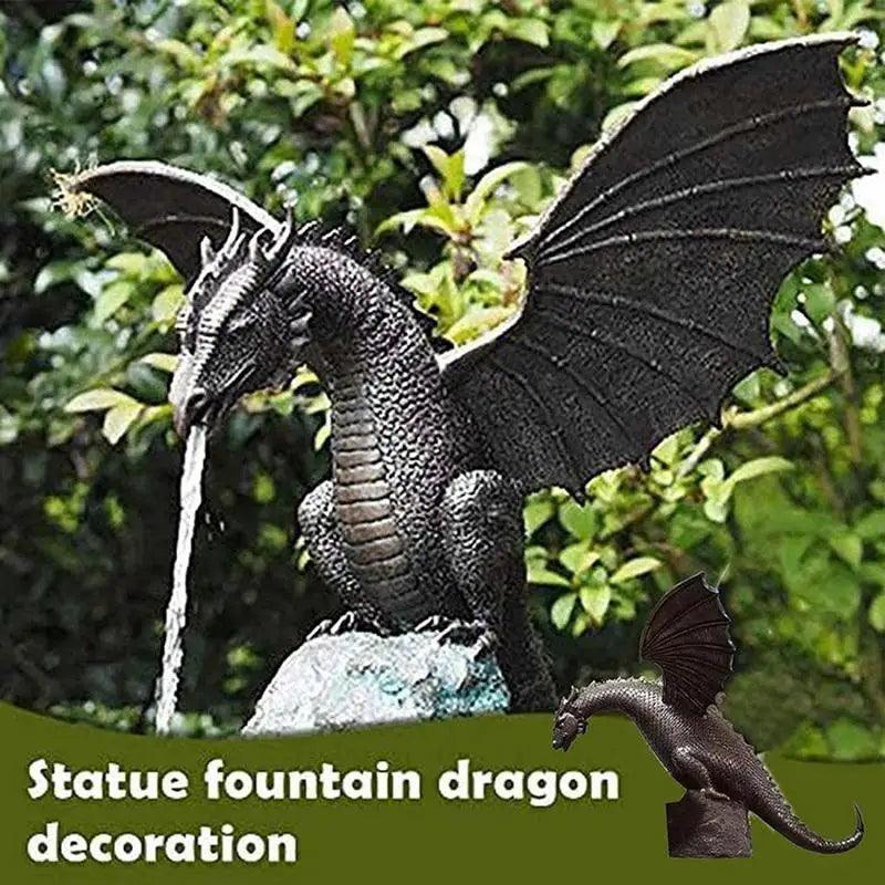 Small Garden Fountain Dragon Statue - Water Spray Dragon Pattern Resin Fountain Sculpture for Outdoor Garden Decor