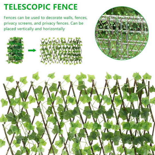 Artificial Leaf Privacy Fence | Expandable Garden Trellis for Privacy & UV Protection | Decorative Wood Panels for Garden, Home, Balcony, Outdoor Use