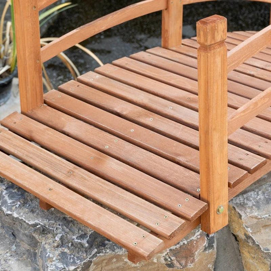 6FT Wooden Japanese Garden Bridge | 72.75" L x 28.25" W x 22.75" H Arc Footbridge with Guardrails | Ideal for Stream, Pond, or Backyard Landscape