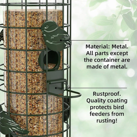 Cardinal Bird Feeder - Squirrel Proof Metal Mesh Hanging Feeder for Outdoors, Large Capacity with Gravity Protection