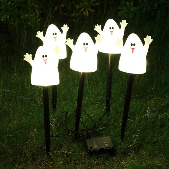 5 LED Halloween Pathway Lights - Solar, LED Pumpkin, Ghost, Skull Decorations for Outdoor Walkway, Yard, and Garden