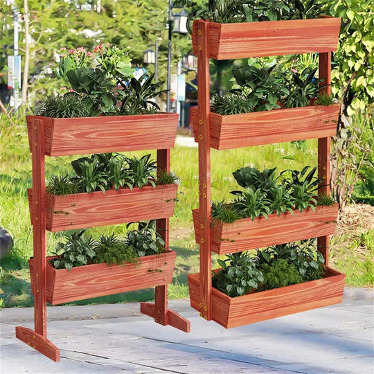 3/4 Tier Vertical Cedar Raised Garden Bed - Elevated Planter Box for Herbs, Vegetables, and Flowers