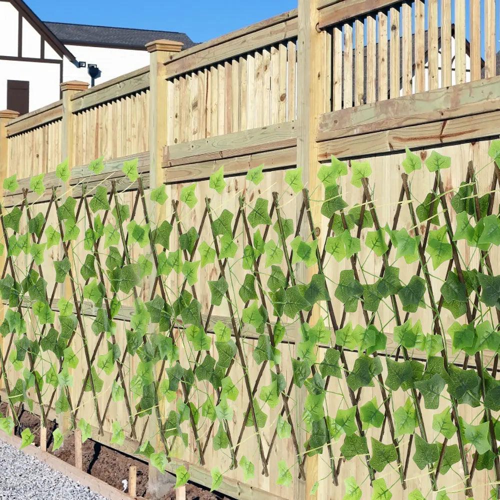 Artificial Leaf Privacy Fence | Expandable Garden Trellis for Privacy & UV Protection | Decorative Wood Panels for Garden, Home, Balcony, Outdoor Use