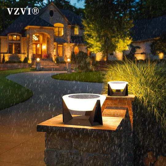 Modern Solar Deck Post Lights - 3000K IP65 LED Column Lamp for Outdoor Fence, Patio, Garden, and Post Cap Lighting