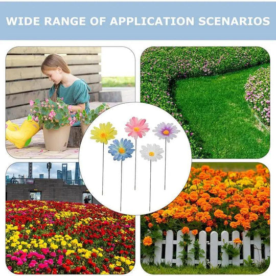 Decorative Garden Stakes - Metal Flower Yard Art, Colorful Outdoor Floral Picks, Daisy Garden Decor, Durable Garden Stakes for Lawn, Pathway, and Yard