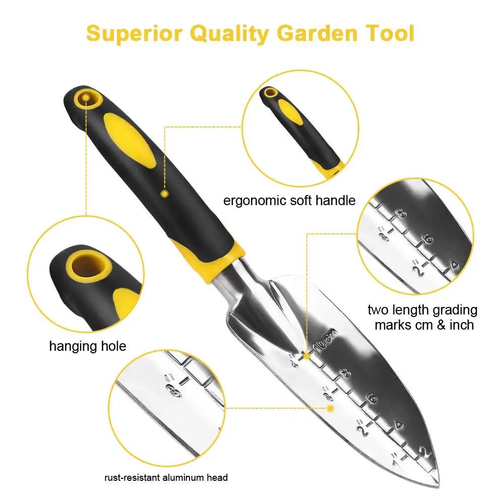 Garden Tool Set: Hand Trowel, Rake, Cultivator, and Weeder with Ergonomic Handle – Perfect for Lawn, Farmland, and Bonsai Gardening