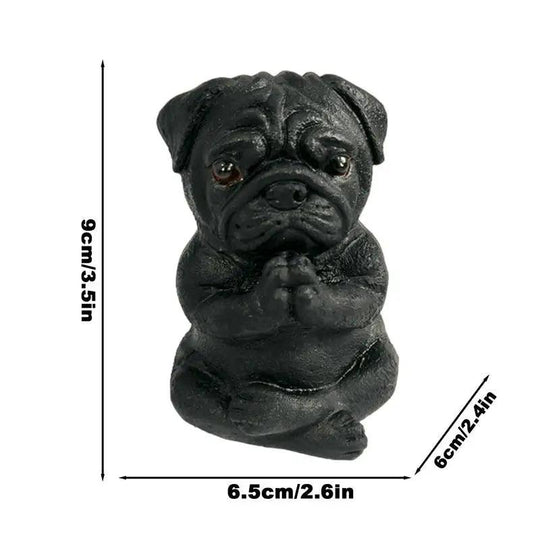 Resin Pug Dog Garden Statue - Meditating Pug Outdoor Statue for Lawn and Garden Decor Figurine