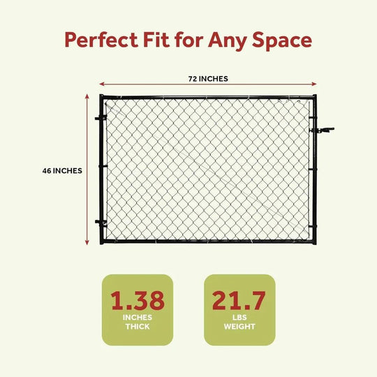 Black Chain Link Fence Kit - Adjustable 6-Foot Fence Panels | Durable, Anti-Sag, Secure Fencing Solution for Outdoor Spaces