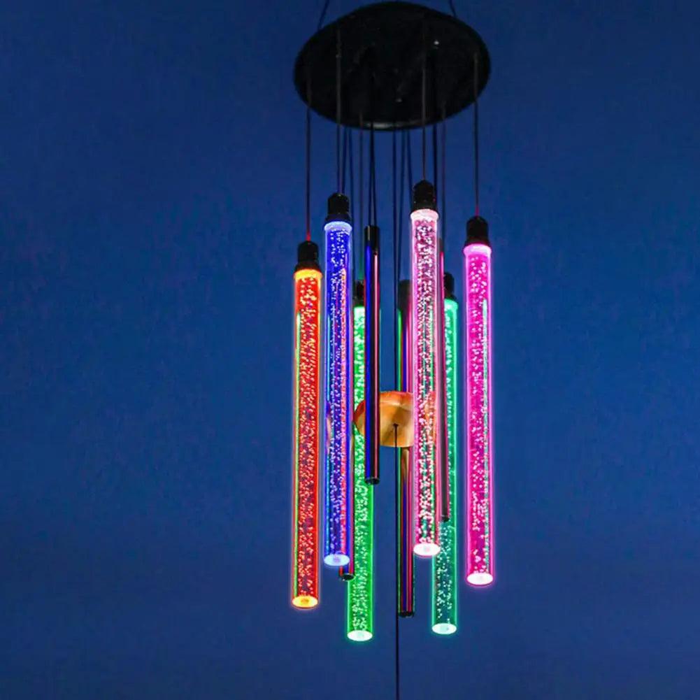 Solar Wind Chimes - 4.92” x 32.68” LED Lighted Waterproof ABS Wind Bell, Eco-Friendly Solar Powered Wind Chime with Hook, Perfect for Outdoors