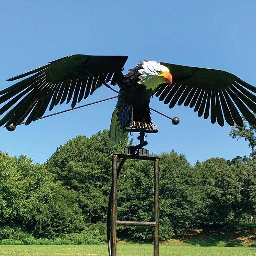 Wind Sculptures - Wing Flapping Eagle Kinetic Art for Gardens | Wind Spinners Outdoor Decor