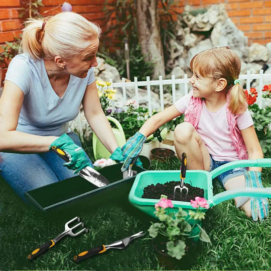 Garden Tool Set: Hand Trowel, Rake, Cultivator, and Weeder with Ergonomic Handle – Perfect for Lawn, Farmland, and Bonsai Gardening