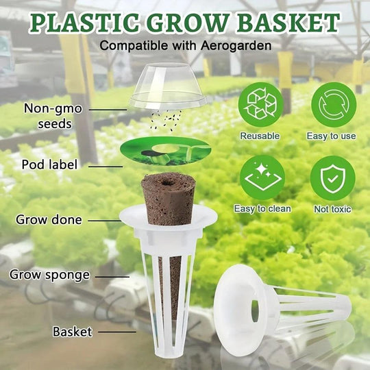 120pcs Hydroponic Garden Accessories Kit - Including Grow Baskets, Insulation Lids, Sponges, Labels for Seed Starting