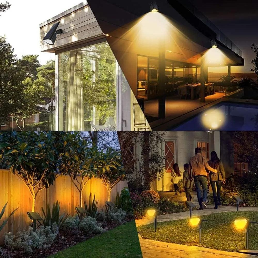 Solar Spot Lights Outdoor - Bright 700 Lumen IP67 Waterproof Adjustable LED Landscape Spotlights for House, Tree, Patio, and Pathway