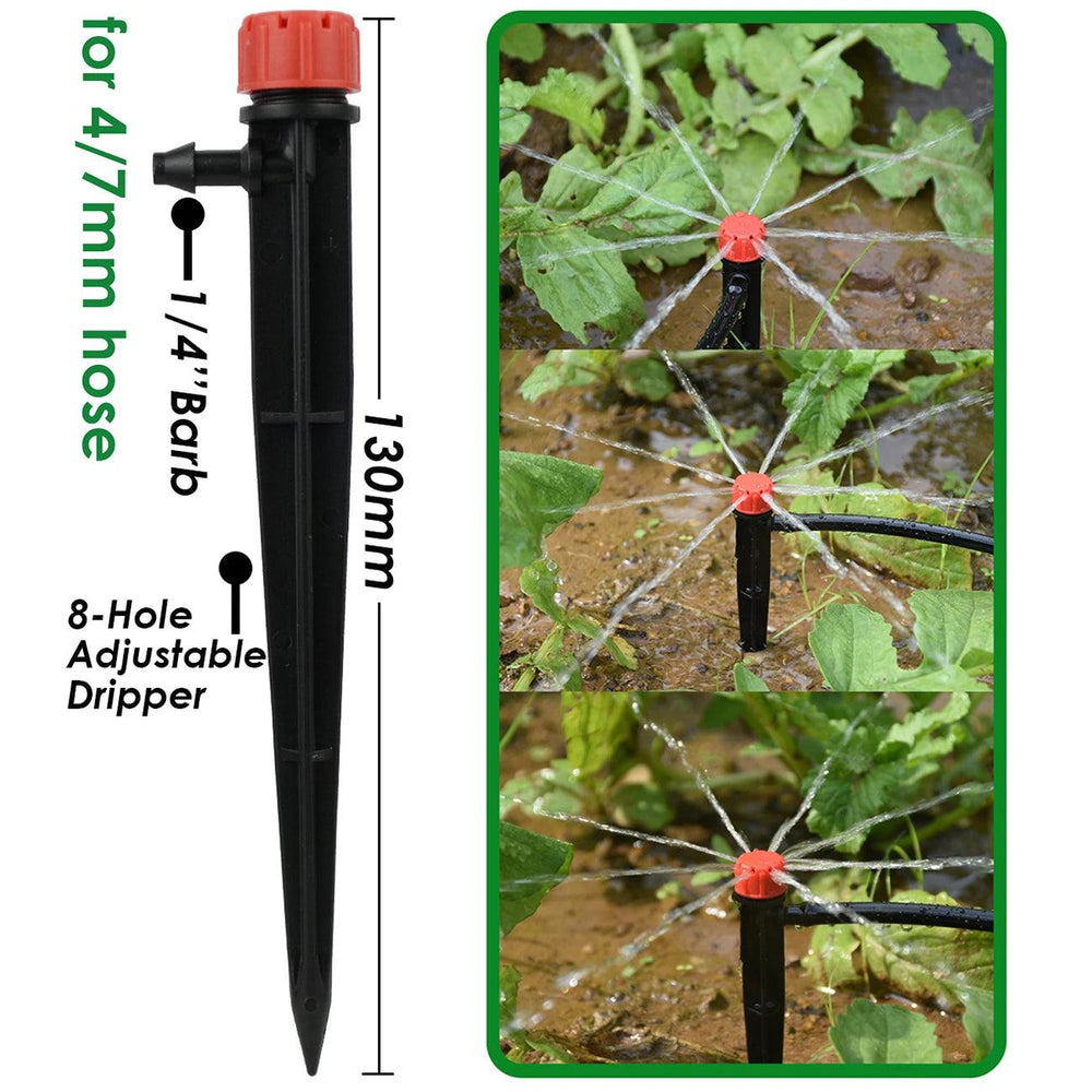 Garden Drip Irrigation System Kit – 1/4'' 13cm Sprinkler Automatic Watering System for Bonsai, Pot Plants, Flowers, Vegetables & Greenhouses