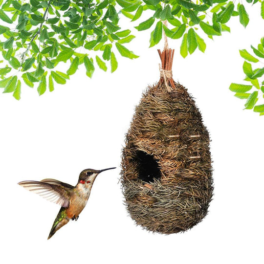 Hand Woven Gourd Birdhouse Kit with Hanging Rope Entrance, Unique Pine Needle Birdhouse for Outdoor Garden Decor - Bird House Gourds for Hummingbirds