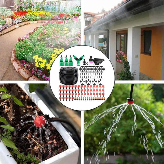 Drip Irrigation System Kit - Automatic Garden Watering with Misting System, Quick Connect DIY, and Water-Saving Features for Patio & Plant Care