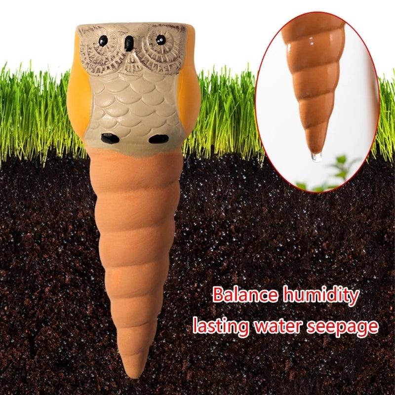 4pcs Plant Watering Stakes Terracotta Owl Self Watering Spikes for Indoor Potted Plant Automatic Waterer Irrigation