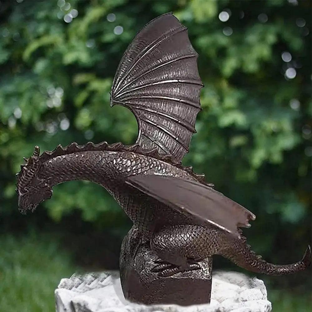 Small Garden Fountain Dragon Statue - Water Spray Dragon Pattern Resin Fountain Sculpture for Outdoor Garden Decor