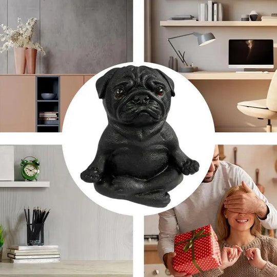 Resin Pug Dog Garden Statue - Meditating Pug Outdoor Statue for Lawn and Garden Decor Figurine