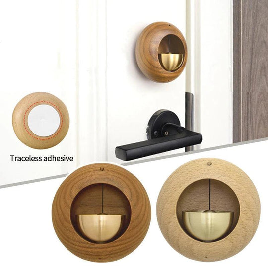 Wooden Wind Chimes Doorbell - Decorative Wood and Brass Bell for Door Opening, Japanese Porch Reminder, Outdoor Wind Chime