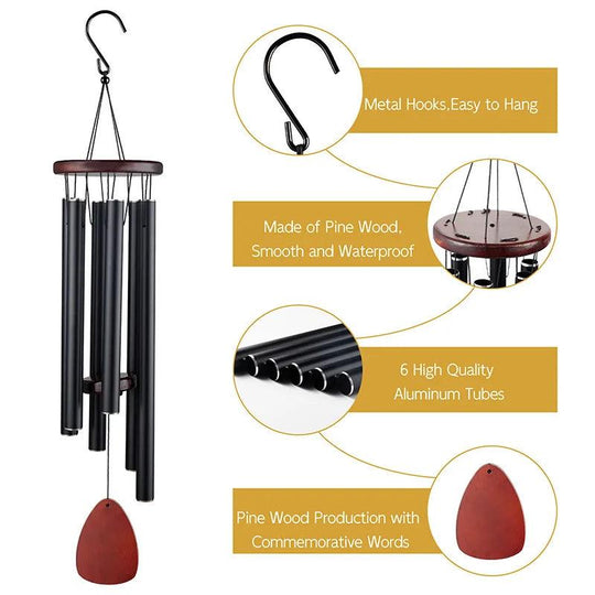 26/28/32/37 Inch Memorial Wind Chimes | 6 Tubes Aluminum Corinthian Bells for Sympathy & Funeral | Deep Tones for Outdoor/Indoor