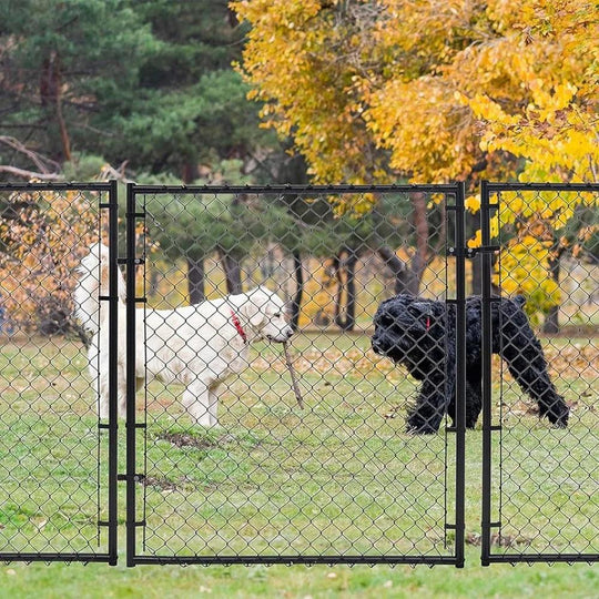 Black Chain Link Fence Kit - Adjustable 6-Foot Fence Panels | Durable, Anti-Sag, Secure Fencing Solution for Outdoor Spaces