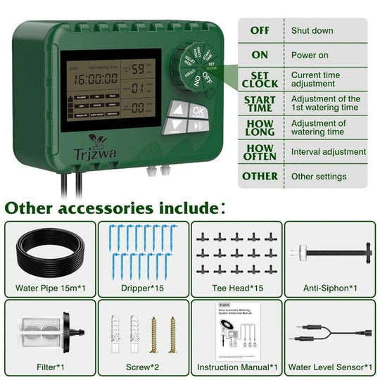 3W DIY Solar Irrigation Kit with 15 Meter Hose – Garden Balcony & Greenhouse Drip Irrigation System