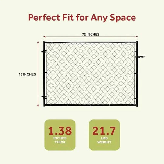 6ft Black Chain Link Fence Gate Kit - Adjustable, Durable, Privacy Solution for Secure Outdoor Fencing